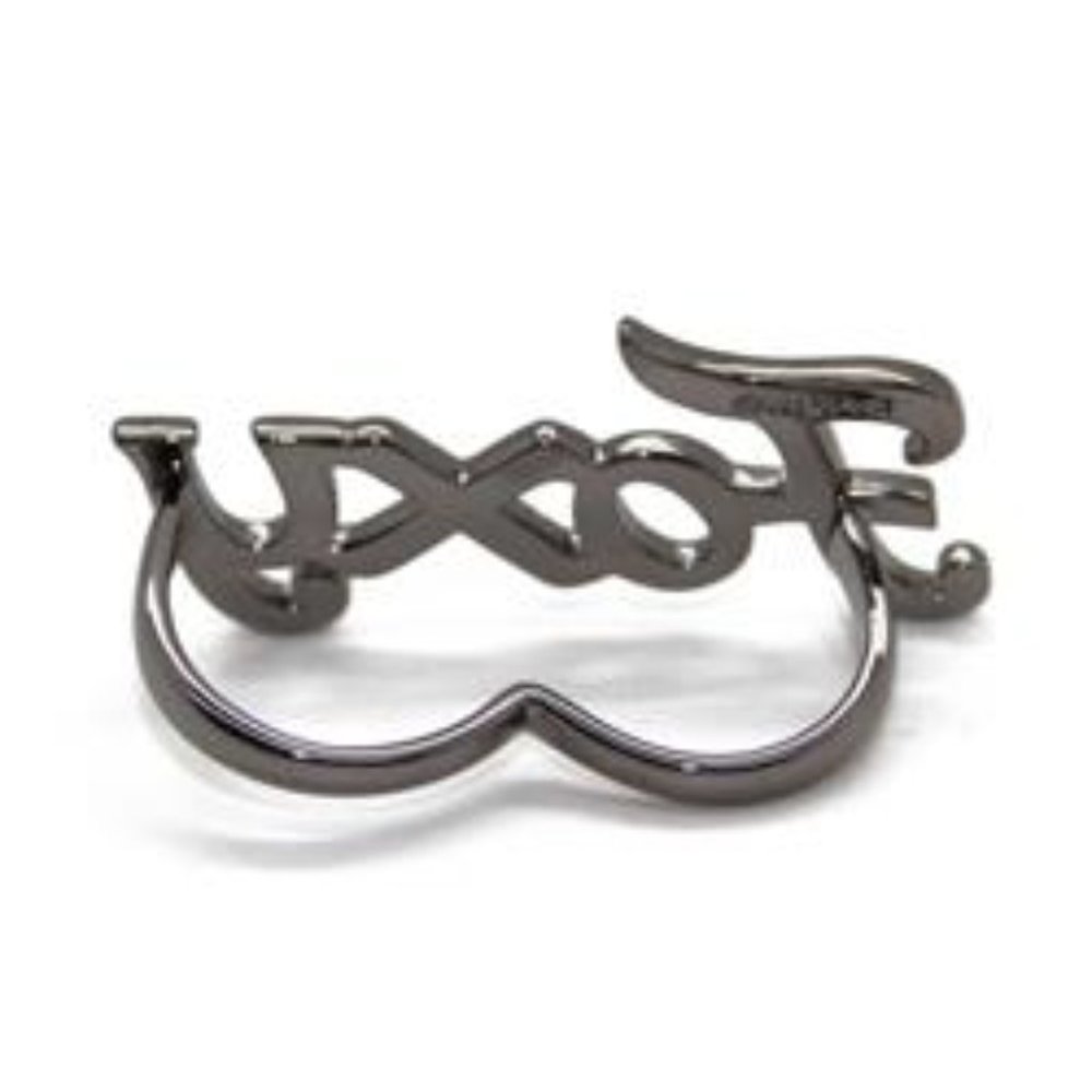 WILDFOX COUTURE ROCKER CHIC FOXY HEMATITE/CRYSTAL DOUBLE FINGER RING SZ 6/7~NEW! - Picture 2 of 4